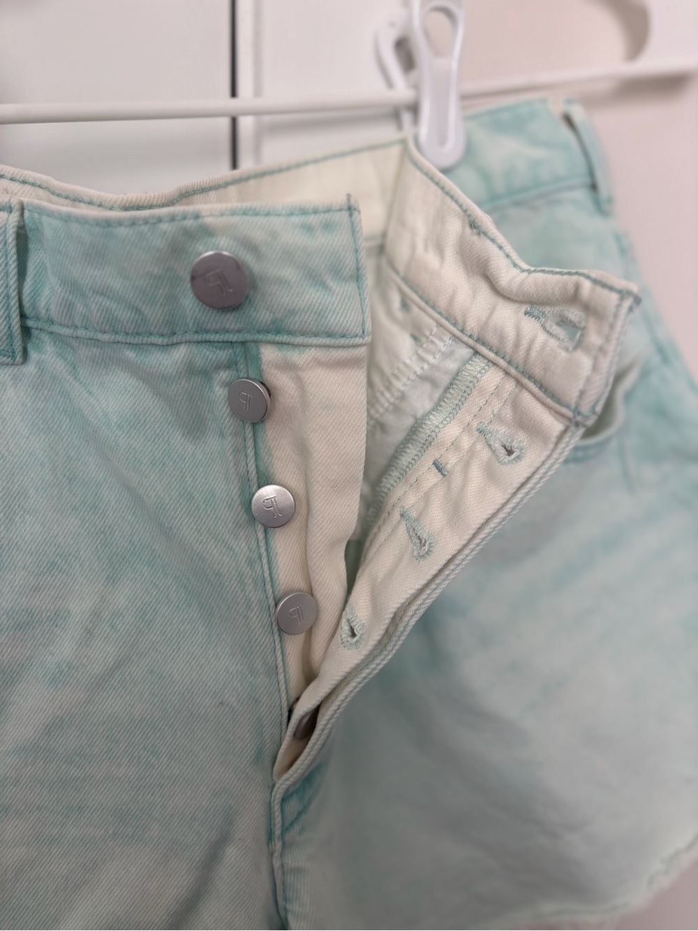 Pilcro Aqua Green High-Rise Button-Front Shorts